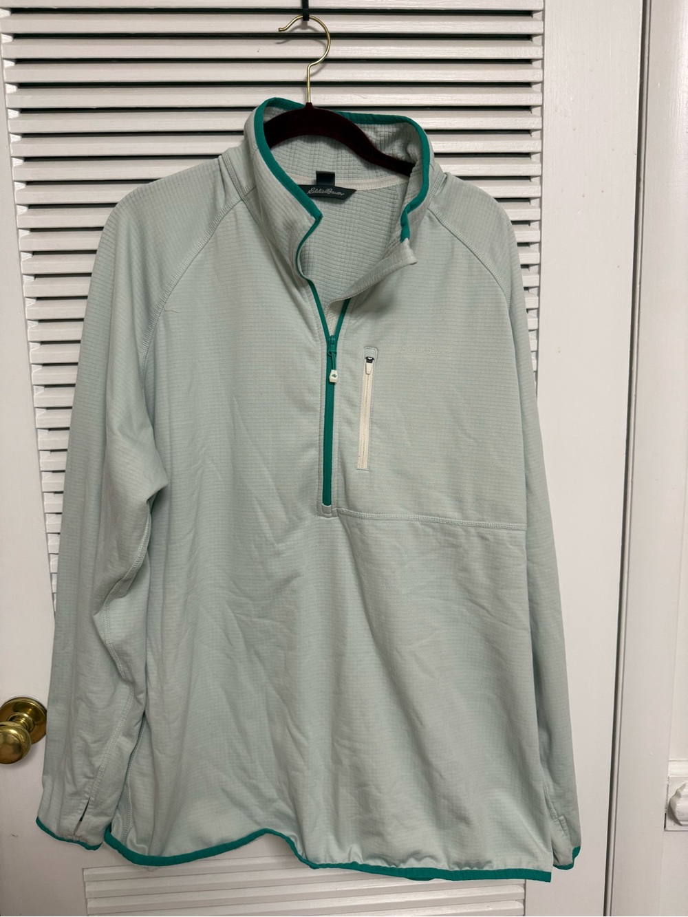 Eddie Bauer Mint Green Half-Zip Pullover with Teal Trim
